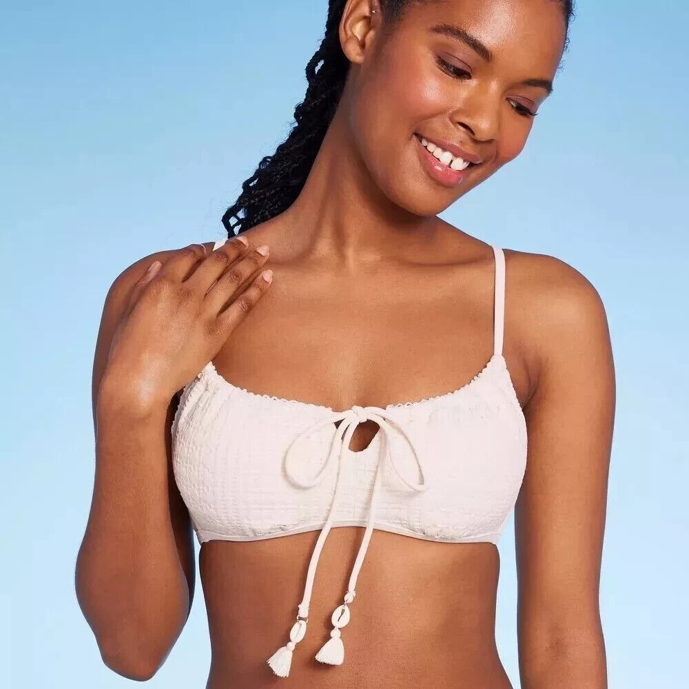 Wild Fable Women’s Crochet Tie Front Bralette Bikini Top Size M